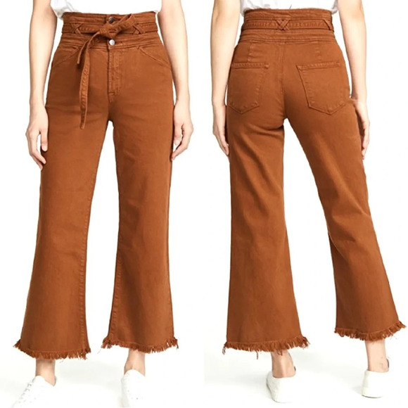 J Brand Sukey Crop Jeans Eclair Burnt Orange. High Rise Waist. Frayed Hem. 30 - Picture 4 of 13